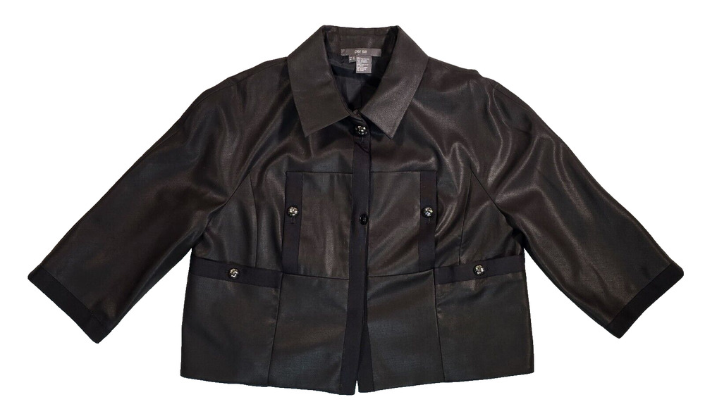 Per Se Women's Size 12 Black Fashion Jacket Blazer Raglan Sleeve Unique Elements